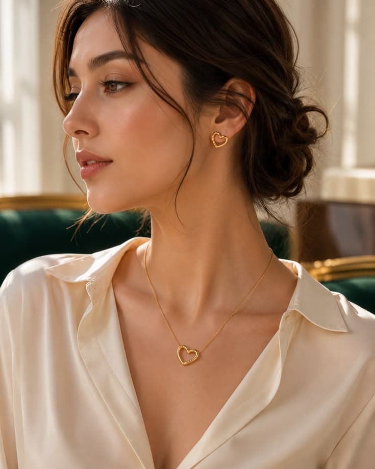Golden Heart Harmony Jewelry Set
