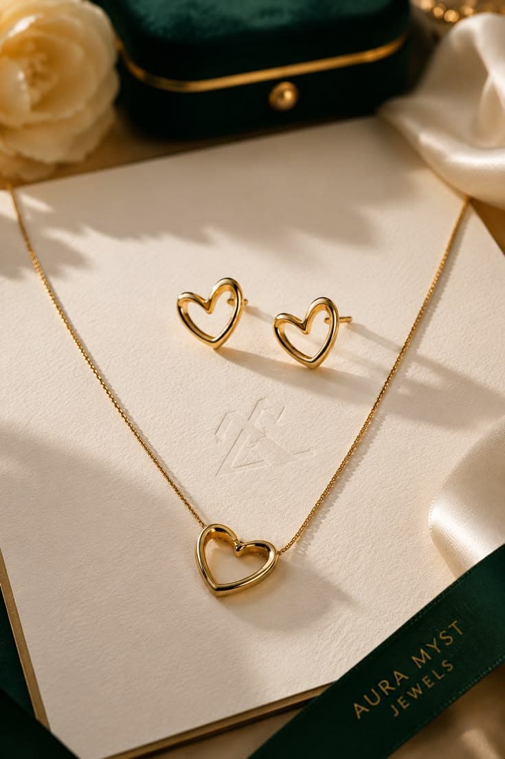 Golden Heart Harmony Jewelry Set view 2